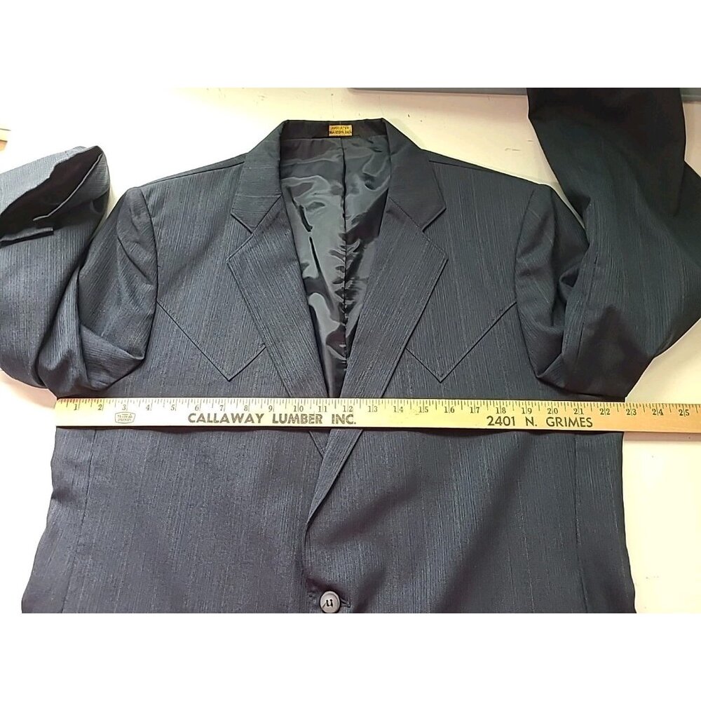 Luskey’s Men’s Western Sport Coat L Blue Wool Blend 2 Button Blazer Jacket - Picture 9 of 16